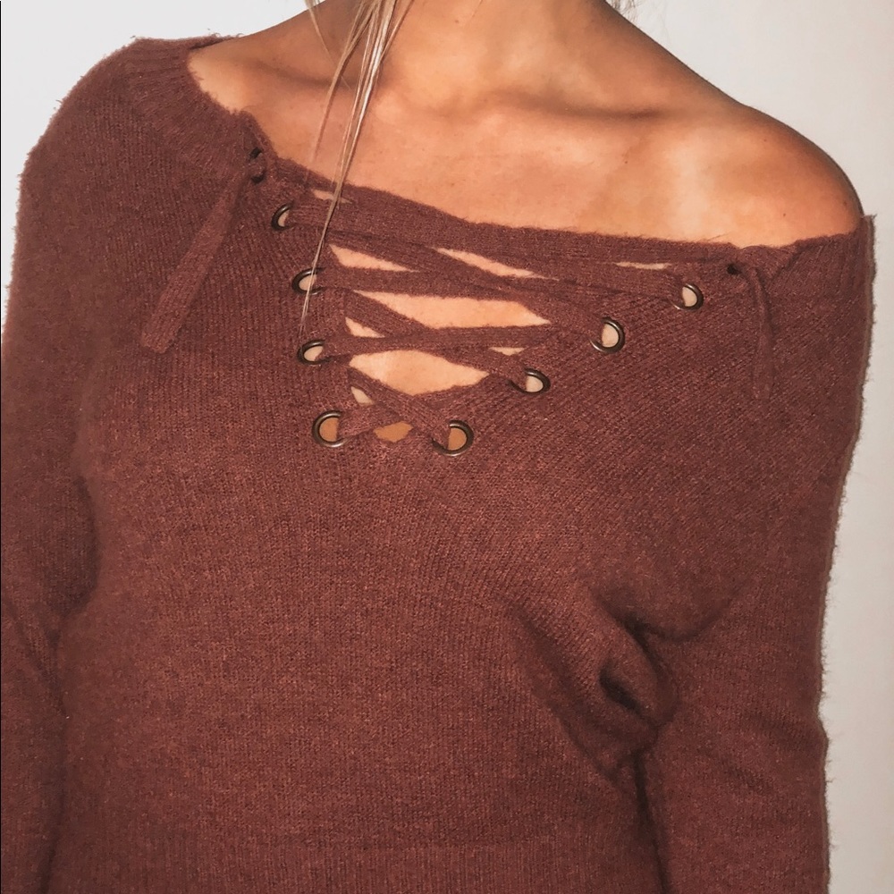 Lace up sweater